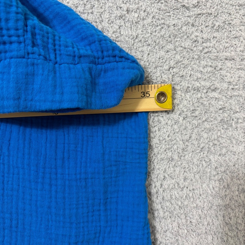 Oversized Cotton Gauze Button Up Shirt Lightweight Relaxed Fit 2X/3X Royal Blue - Picture 9 of 11